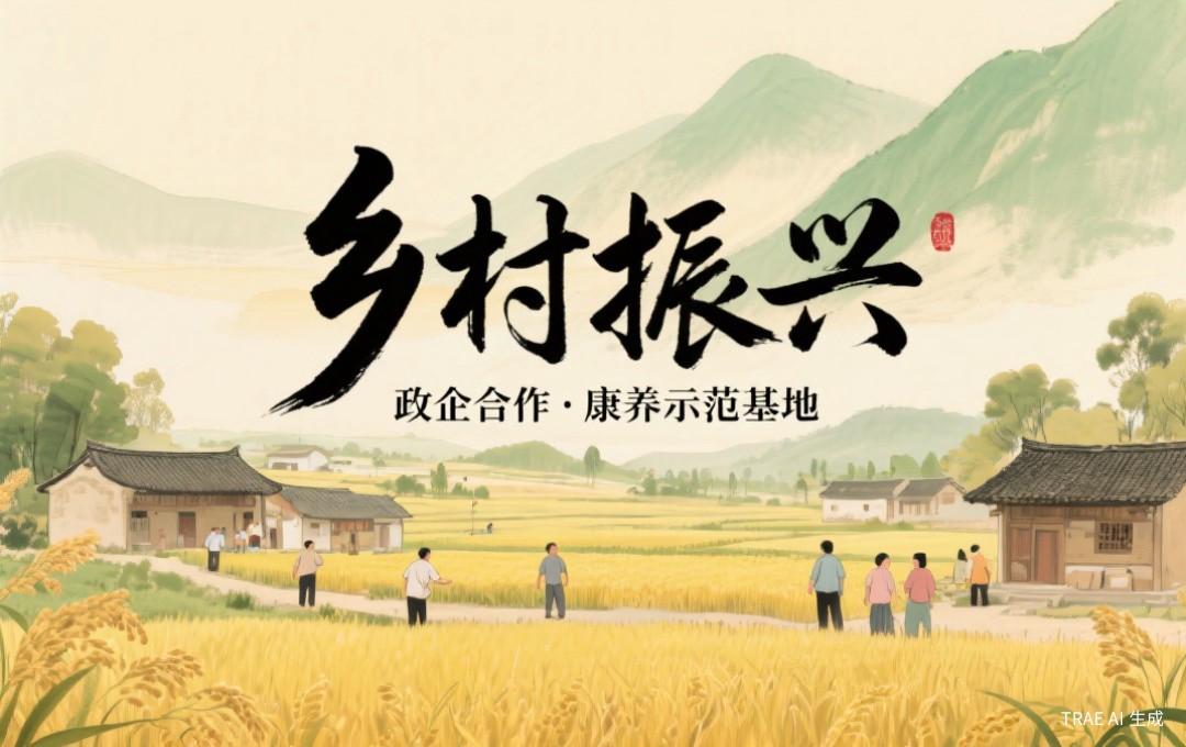 AI 生成的乡村康养项目核验概念图，非项目实景，不代表合作关系、示范资质或项目成效已获确认