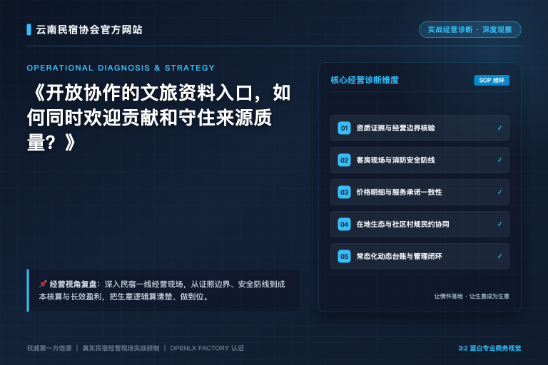 云南民宿协会标准共创计划正在改变什么?这是一份阶段性总结
