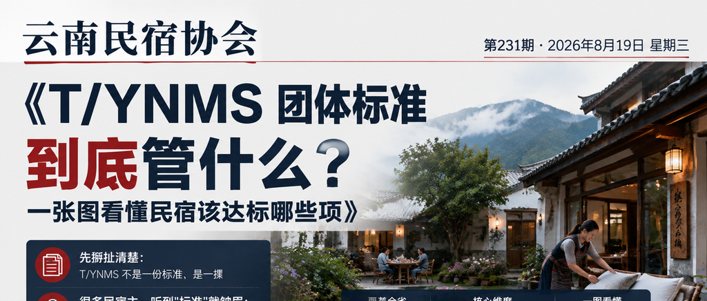 T/YNMS 团体标准到底管什么？一张图看懂民宿该达标哪些项｜YNMS 团体标准、YNMS