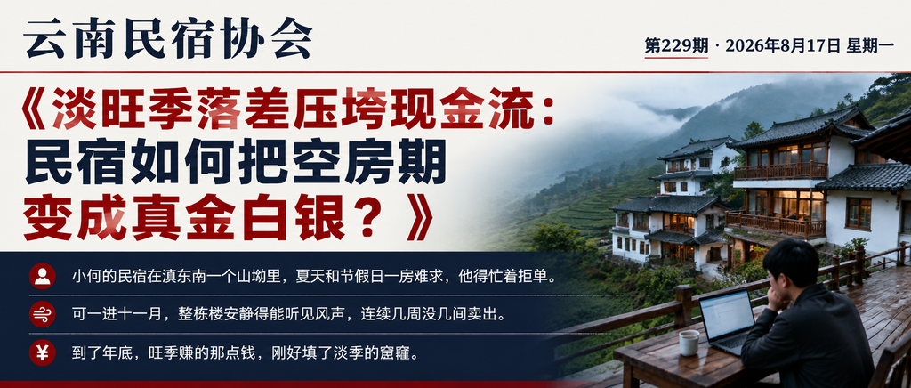 淡旺季落差压垮现金流：民宿如何把空房期变成真金白银？｜现金流、淡旺季落差压垮现金流