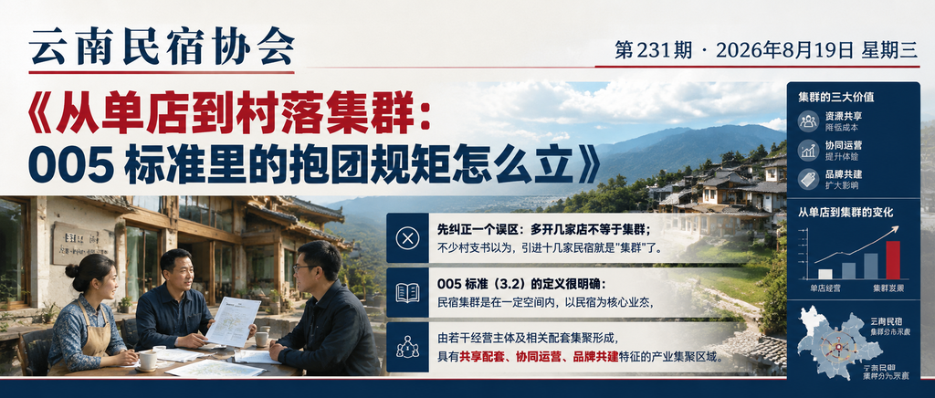 从单店到村落集群：005 标准里的抱团规矩怎么立｜云南民宿协会、闲鹤庄旅居基地