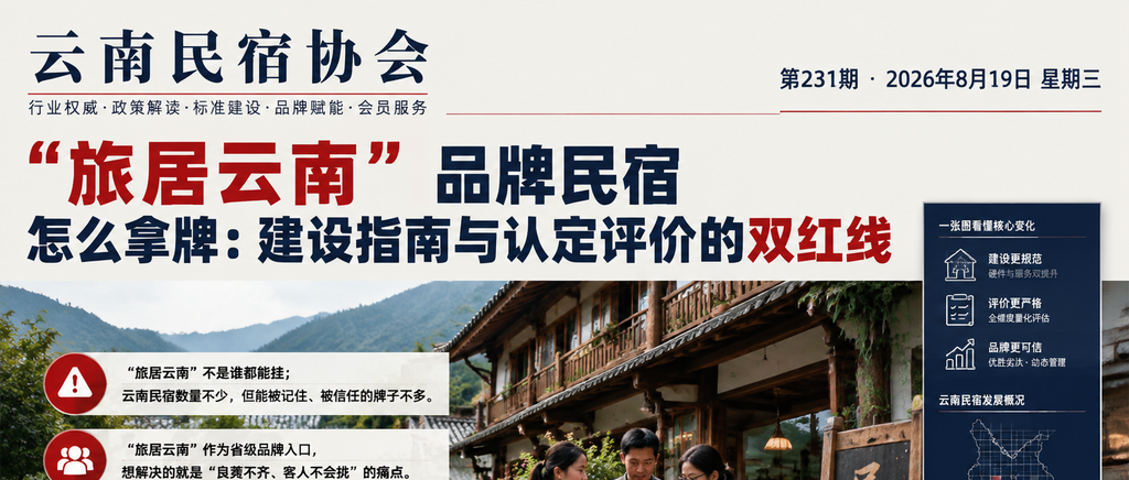 "旅居云南"品牌民宿怎么拿牌：建设指南与认定评价的双红线｜旅居云南、品牌民宿